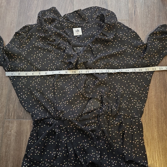 Cabi Womens Eros Blouse SZ M Wrap Multi Color Hearts Romantic Ruffles Valentines - Picture 13 of 16